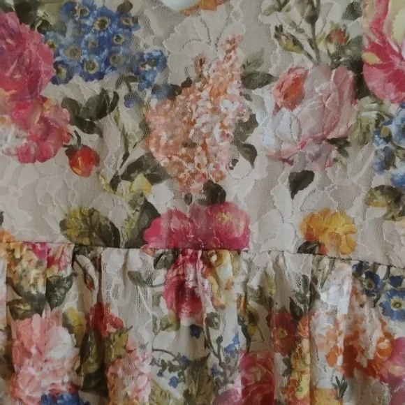 Janette | Floral Lace V-neck Mini Dress | Women's M - Picture 3 of 4